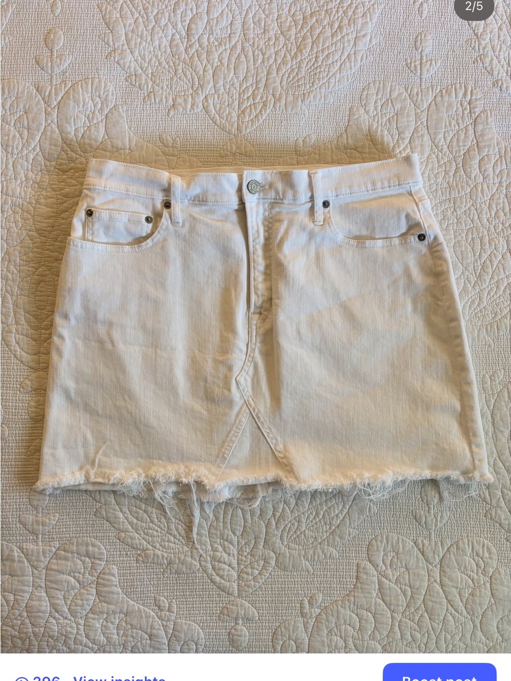 GAP White Denim Mini Skirt with Raw Hem